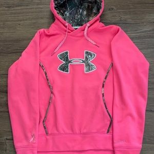 UNDER ARMOUR Pink Hoodie with camo logo Womens S